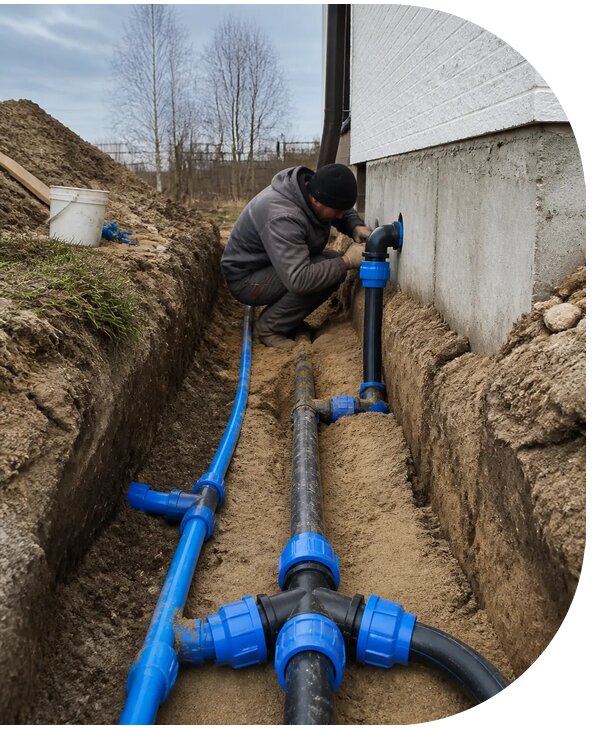 Монтаж наружного водопровода на участке под ключ в Мелеузе